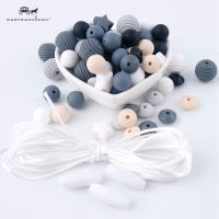 【Ready Stock】50Pcs Screw Thread Carved Shaped Silicone Teether Beads Set Cute Star Can Chew DIY Beads