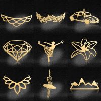 5pcs/lot Unique Geometric Lotus Ballerina DIY Charms Wholesale 100 Stainless Steel Mountain Flower Leaf Connectors Charm