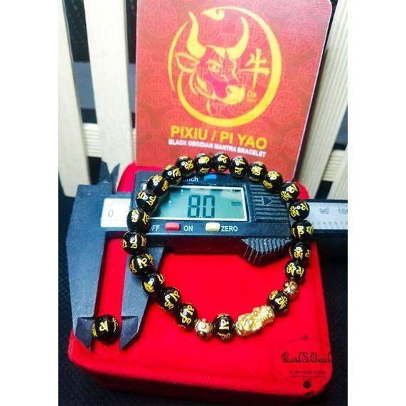 Feng Shui Pulsera Prosperity Double Pi Xiu/Pi Yao Pulsera de cuentas de mantra negro con dados