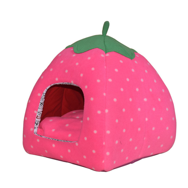 spot-parcel-post-teddy-doghouse-strawberry-nest-yurt-dog-house-dog-bed-mat-bichon-small-dog-cat-nest-cotton-nest