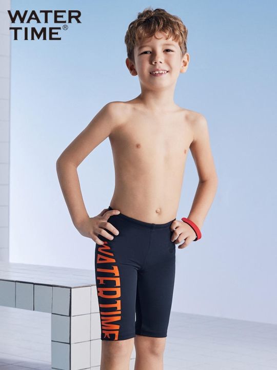 swimming-gear-watertime-childrens-swimming-trunks-boys-middle-and-large-children-sun-protection-and-anti-chlorine-five-point-professional-training-youth-swimming-trunks