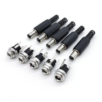 5.5mmx2.1mm 5.5x2.1mm DC Power Supply Plug Connector DC025M Female Metal Panel Mount Socket Jack DC Connectors Terminal Adapter  Wires Leads Adapters