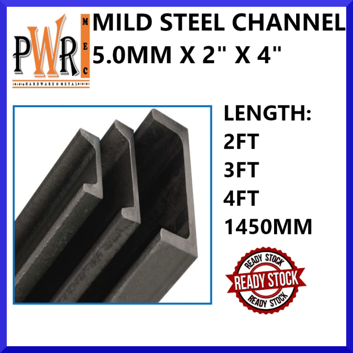 MILD STEEL CHANNEL METAL SUPPLIES THICKNESS 5.0MM WIDTH 2" X 4" Lazada