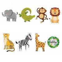 【CC】 New style animal aluminum film balloon children  39;s decoration forest party foil ball lion giraffe monkey full body smili