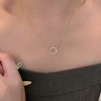 Japan and South Korea New Niche Design Diamond Hollow Planet Zircon Necklace Female INS Trend Simple Temperament Clavicle Chain Fashion Accessories Jewelry