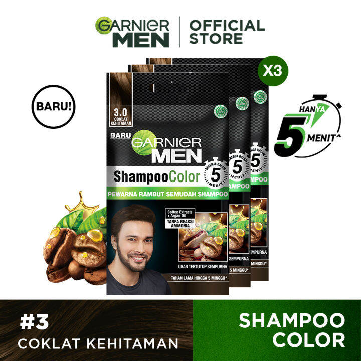 (PAKET HEMAT ISI 3) Garnier Men Shampoo Color Hair Color 3 Coklat