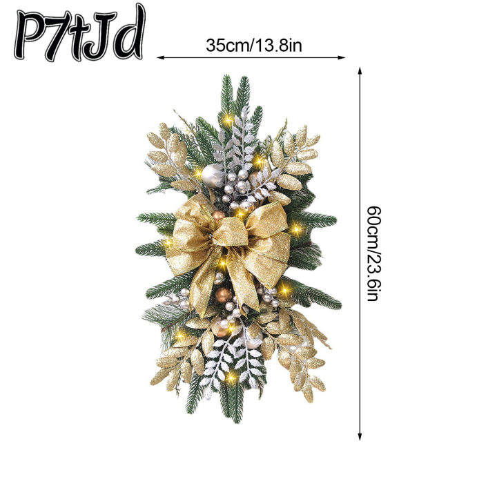 p7tjd-บันไดสุดคลาสสิกแบบหรีดคริสต์มาสสำหรับวันหยุด-ม่านประดับประตูหน้าหลอดไฟประดับแบบสายพวงมาลัยคริสมาสต์