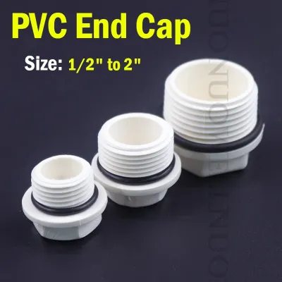 2pc 1/2 3/4 1 to 2 White PVC Male Thread Pipe Plug PVC End Cap Connectors PVC Pipe Fitting Fish Tank Aquarium Pipe Adapter