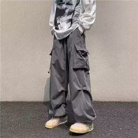 Mens Parachute-Style Hip-hop Street Overalls Oversized Pocket Trousers Harajuku Loose Solid Color Casual Pants Y2K Legged Pants