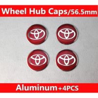 NEW 4pcs/lot 56.5mm Red Toyota Logo with Chrome Edge Car Emblem Wheel Center Hub Cap Aluminum Alloy Badge Wheel Decal yang are