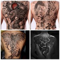 New Full Back Temporary Tattoo Stickers Men and Women Waterproof Personality Angel Devil Wings Art Fake Tattoo Black Tattoo Set Stickers