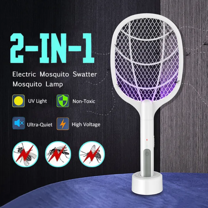 2 in1 Electric Mosquito Swatter Mosquito Lamp Insect Killers Cordless ...