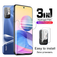 3-in-1 Note10 Full glue screen + back hydrogel film For Xiaomi Redmi Note 10 Pro Max 10T 5G 10S 10Pro Redmi10  + soft glass camera lens protector on x