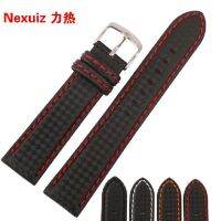 ☞❃❇ Watch Band Carbon Fibre Watch Strap with Leather Lining Stainless Steel Clasp 18mm 20mm 21mm 22mm 23mm 24mm watchband