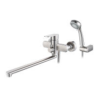 LEDEME Bathroom Bathtub Faucet Wall Mounted Shower With Handheld Tap Mixer Stainless Steel Long Spout Faucet L72216