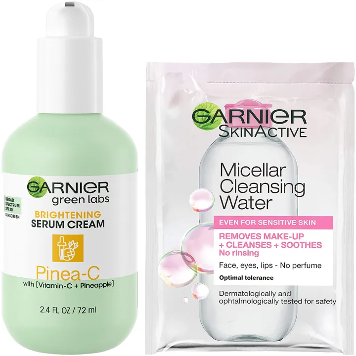 Garnier Skinactive Green Labs Pinea C Brightening Serum Cream With Spf 30 And Vitamin C And Trial Size Micellar Cleansing Water In Carton Pineapple 1 Count Lazada Ph