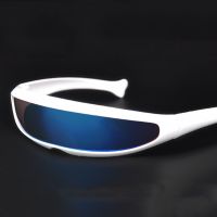 【CC】﹊  Futuristic Narrow Cyclops Sunglasses Eyeglasses UV400 Personality Mirrored Costume Eyewear Glasses Men