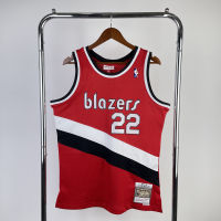 Hot Pressing เสื้อกีฬาของแท้ Mens Portland Trail Blazers ไคลต์เด็กซ์เตอร์1983-84 Mitchell Hardwood CLASSIC Jersey-สีแดง