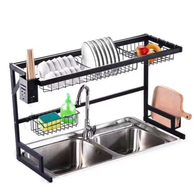 Dish Drying Rack Over Sink Kitchen Supplies Storage Shelf Countertop Space  Saver Display Stand Tableware Drainer Organizer Utensils Holder Stainless