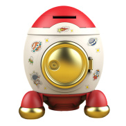 Rocket Piggy Bank Large Capacity Key Unlock Cute Cartoon Style Saving Pot