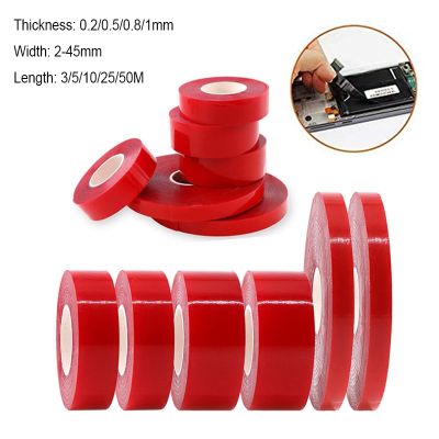 ✤◇ 1 Roll 0.2/0.5/0.8/1mm Strong Acrylic Adhesive PET Red Film Clear Double Side Tape No Trace For Phone Tablet LCD Screen Glass