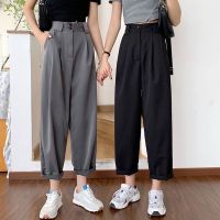 ♧☏ Fat mm2023 large size small person loose and versatile slim casual suit nine-point wide-leg pants for autumn women