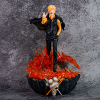 One Piece Hand-Handgk สามพลังต่อสู้เลือด Sanji Lufei Sauron ฉากรูปปั้นโมเดลอะนิเมะของขวัญตกแต่ง