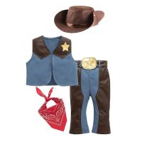 2023 Kids Girls Boys Western Cowboy Costumes Suede Fringed Vest Waistcoat with Cowboy Hat Set Halloween Carnival Cosplay Costumes