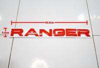 ตัวนูนติดฝากระโปงหน้ารถ FORD RANGER พลาสติกสีแดง ขนาด 30.5X3.4cm ติดตั้งด้วยเทปกาวสองหน้าด้านหลัง