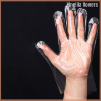 Pinellia ดอกไม้100ชิ้นถุงมือใช้แล้วทิ้งอาหารโปร่งใสถุงมือพลาสติกอุปกรณ์ครัว