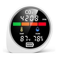 เครื่องวัด Co2หน้าจอสี LCD ขนาด3.5นิ้วแบบพกพาแขวนได้มีเตอร์วัดคุณภาพอากาศอุณหภูมิความชื้นสัมพัทธ์ตัวตรวจจับคาร์บอนไดออกไซด์ในร่มแบบชาร์จไฟได้เครื่องมือตรวจสอบ