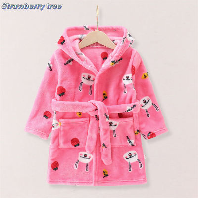 Baby Boys Girls Cartoon Hooded Velvet Kids Sleepwear Robes Winter Warm Casual Childrens Pajama Fashion Long Sleeve Kid Bathrobe