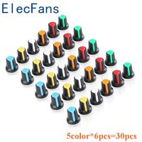 30Pcs/Lot WH148 Potentiometer Knob Kit Plastic Knobs Cap 6mm Shaft Hole AG2 Yellow Orange Blue White Red 6Colorsx5Pcs 30Pcs