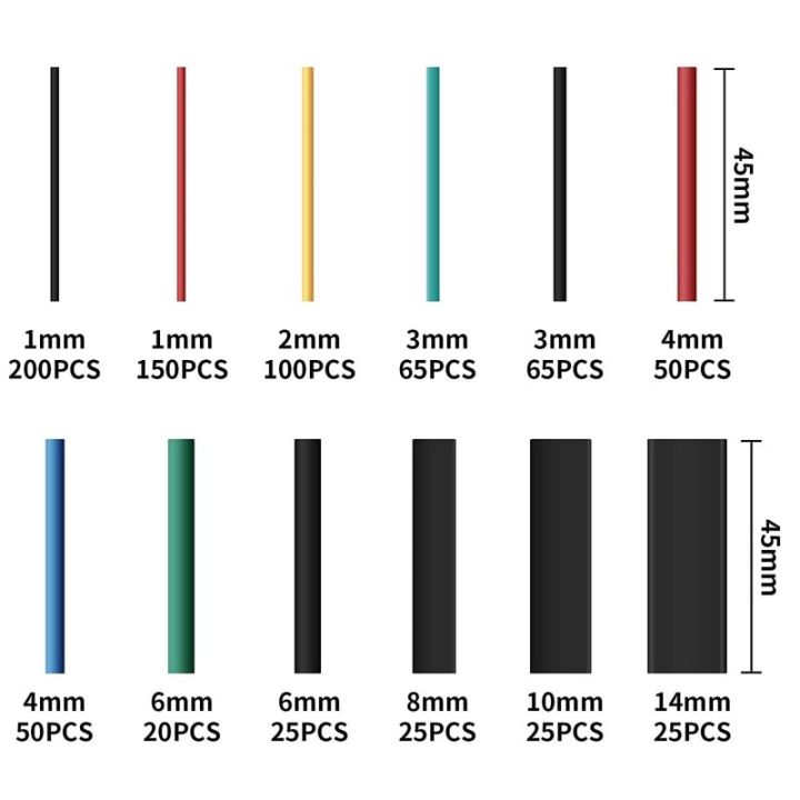 800pcs-assortment-electronic-2-1-wrap-wire-cable-insulated-polyolefin-heat-shrink-tube-ratio-tubing-insulation-cable-management