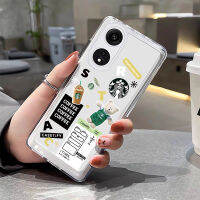 เคส OPPO A98 A78 5G เคส A96 A76 OPPO A74 A74 5G A94 A93 F11 F11 Pro น่ารักแฟชั่นพิมพ์ลาย Starbucks ปลอกกันกระแทก TPU นุ่มกันกระแทกใหม่เคสป้องกันเลนส์กล้องถ่ายรูปเต็มรูปแบบ