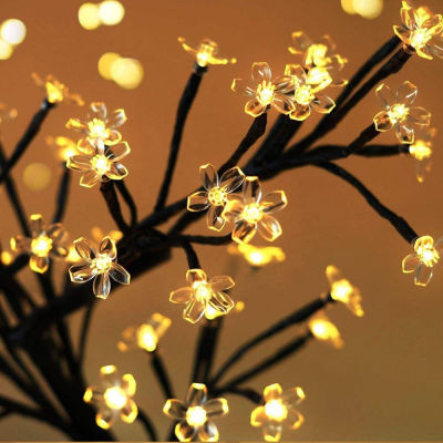 LED Lights Table Lamp Christmas Tree Garland Cherry Blossom Tree Night Light Crystal Flower for Bedroom Bedside Decoration Lamp