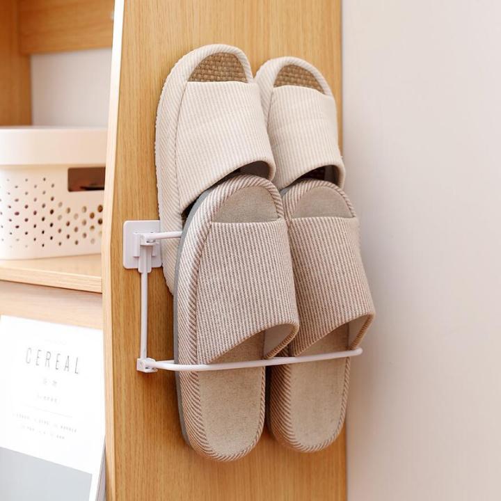 wall-mounted-shoe-rack-plastic-shoes-hanger-slippers-drain-storage-rack-shelf-shoe-hanging-holder-household-bathroom-organizer-bathroom-counter-storag