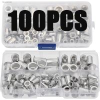 ♠◑ 100Pcs Aluminum Flat Head Rivet Nuts Set M3 M4 M5 M6 M8 Rivet Nuts Insert Rivets Mix Size Premium Automatic Rivet Tool Set