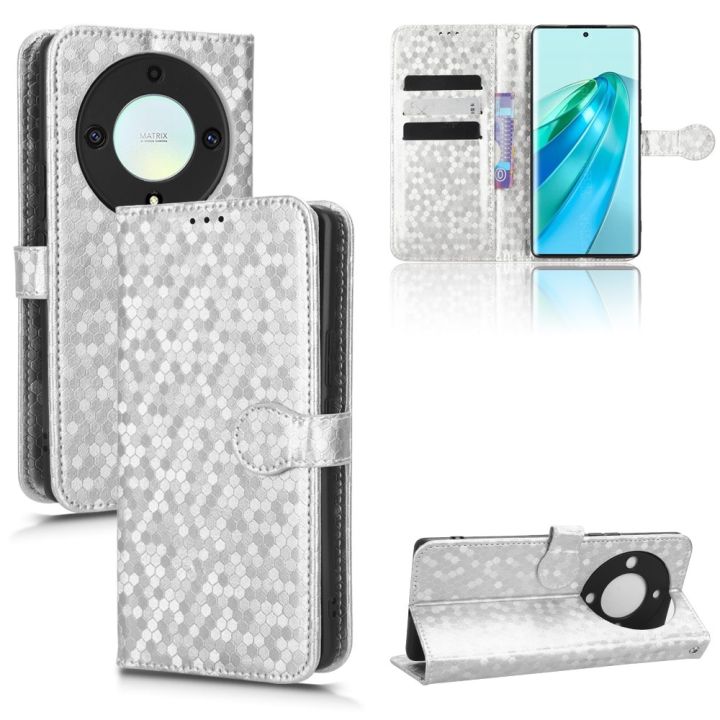 เคส-honor-x9a-5g-x9-x8a-x8-x7a-x7-x6-magic4-pro-huawei-nova-y61-y70-เคสฝาพับ-flip-cover-เคสหนัง-stand-เคสเคสโทรศัพท์มือถือแบบหนังพลิกตั้งได้ลายนกฮูกสําหรับ-hexagon-pattern-pu-leather-case-flip-cover-w