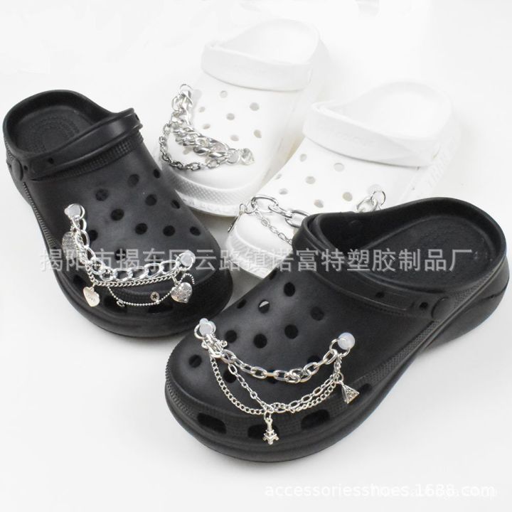 หลุม-shoesdiysilver-โซ่หนาสุดทุกการแข่งขันอุปกรณ์เสริมรองเท้าเครื่องประดับเชือกผูกรองเท้าตกแต่งรองเท้าหัวโซ่รองเท้าโปร่งใสหัวเข็มขัด