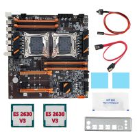 X99 Motherboard +2XE5 2630 V3 CPU+SATA Cable+Baffle+Thermal Grease LGA 2011 8XDDR4 Slot Support 2011 V3 CPU