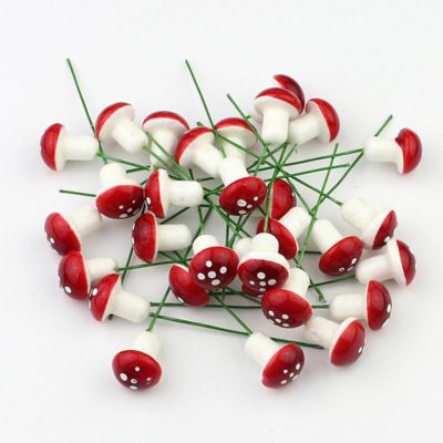 25 Mini Foam Red Mushroom Garden Miniature Potted Succulent Bonsai Craft
