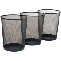 3 Pack Round Mesh Waste Basket Recycling Bin Wire Mesh Desk Trash Can, Round Waste Basket for Home Office