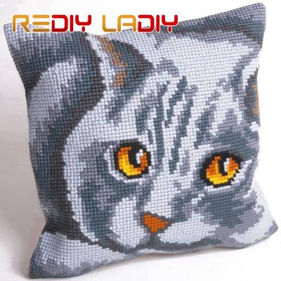 DIY Cross Stitch Cushion Cover Lion Cat Dog Chunky Cross-Stitch Kits 100 Acrylic Yarn Pillow Case Home Decor Hobby amp; Crafts