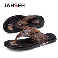 HOT11★JAHSEH รองเท้าผู้ชายหนังแท้รองเท้าแตะ Handmade Flip Flops ลายจระเข้ฤดูร้อนรองเท้าลำลองผู้ชายลื่นกลางแจ้งชายรองเท้าแตะชายหาด