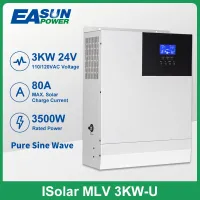 Easun ตัวแปลงพลังงานแสงอาทิตย์แบบผสมอินเวอร์เตอร์เพียวไซน์เวฟ3000W 24V ตัวควบคุมที่ชาร์จ MPPT 110V หม้อแปลงแรงดันไฟฟ้า100A สูงสุด60HZ