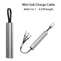 Hidden Mini Multi Universal Charging Cable For Samsung S8 S23 Aluminum Alloy Type-c Micro Usb Cord For Huawei Vivo Oppo Xiaomi