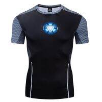 [High quality inventory] MAR-VEL Tight T-shirt Mens IRON MAN Short Sleeve Fitness Sport T-shirts Classic Superhero Workout Quick Dry Male Tops For Kid