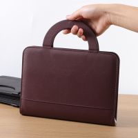 A4 B5 A5 PU Leather Padfolio Business Contract Document Bag manager bag with Notebook calculator ring binder handles 1317B Note Books Pads