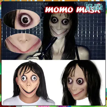Momo Scary Face Cover, Halloween Scary Women Face Covers With Long Hair,  Party Headgear Horror Headwear Cosplay Party Supplies